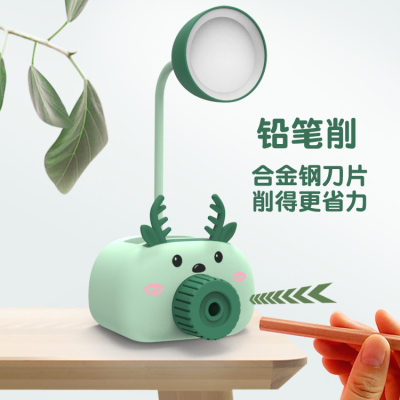 Multi-Functional Desktop Table Lamp Girl Heart Cute Pig Night Light Pencil Sharpener Mobile Phone Holder Storage Box LED Light