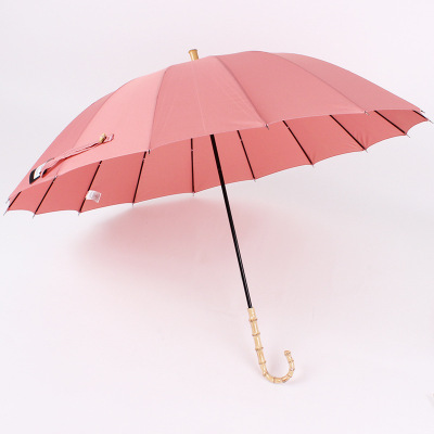 16-Bone Creative Umbrella Bamboo Antique Handle Straight Umbrella Japanese Style Fresh Umbrella