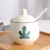 Ceramic Seasoning Jar Three-Piece Set with Iron Frame Creative Seasoning Box Set Household Kitchen Ceramic Supplies