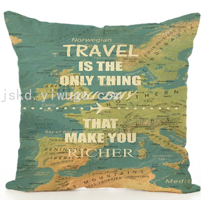 New Map Painting Digital Printed Pillowcase Sofa Living Room Cushions Car Back Sample Room Decoration