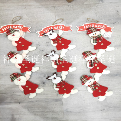 Factory Direct Sales Christmas Decoration Christmas Pendant Word Plate Three-in-One Hanging Elderly Pendant Language Can Be Changed