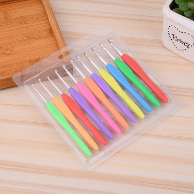 Factory Wholesale Milk Handle Crochet Hook Set Aluminum Crochet Hook Sweater Needle Color DIY Hand Knitting Tools 11 PCs