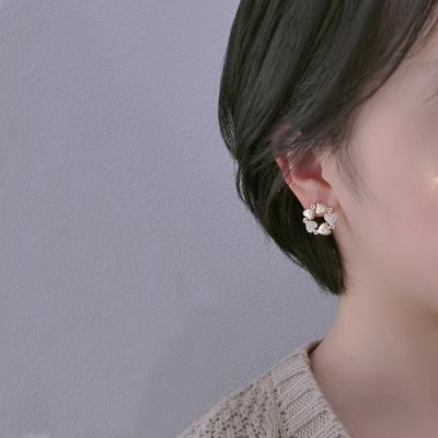 Fresh Delicate Heart Petite Earrings Simple Fashion Sterling Silver Needle Korean Style Temperament Wild Trendy Style