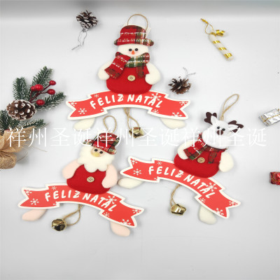 Factory Direct Sales Christmas Decoration Christmas Pendant Word Plate Elderly Pendant Iron Bell Pendant Language Can Be Changed