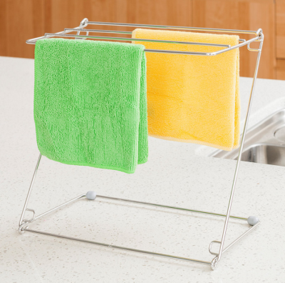 304 Stainless Steel Kitchen Rag Rack Drying Rack Desktop Towel Rack Draining Anti-Rust Folding Storage Rack