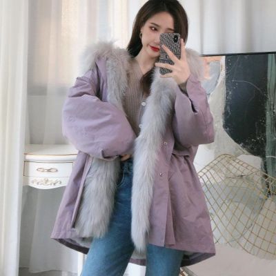 Parka Women's Mid-Length Detachable 20 Winter New Leather Fur Coat Korean Loose Tooling Cotton-Padded Coat