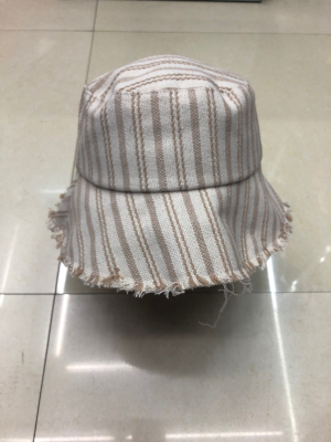 Spring New Fashion Casual Bucket Hat, Bucket Hat, All Cotton Linen Vertical Stripe Hat Edge Pull Beard Bucket Hat Hat