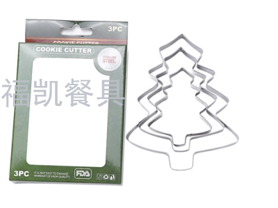 3pcs Stainless Steel Christmas Trees High-quality Cookie Cutter Biscuit Cookie Mold Cake Embossing