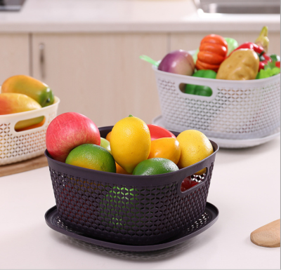 Multi-Purpose Square Hollow out with Lid Washing Vegetable Basket Vegetable Drain Screen Kitchen Basket Fruit Storage Basket