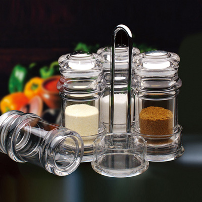 Factory Direct Authentic Acrylic Seasoning Bottle 4-Piece Set Kitchen Spice Bottle Combination Stainless Steel Base