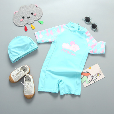 New One-Piece Swimsuit for Children Ins Girls' Baby Sunscreen Swimwear Suit Baby Surfing Suit Tide