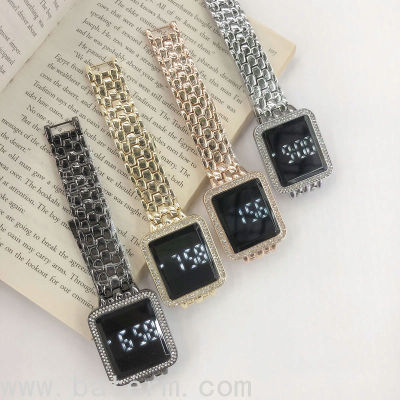 European and American Square Diamond Touch Screen White Light Display Led Watch Creative  Bracelet Sports Led Watch