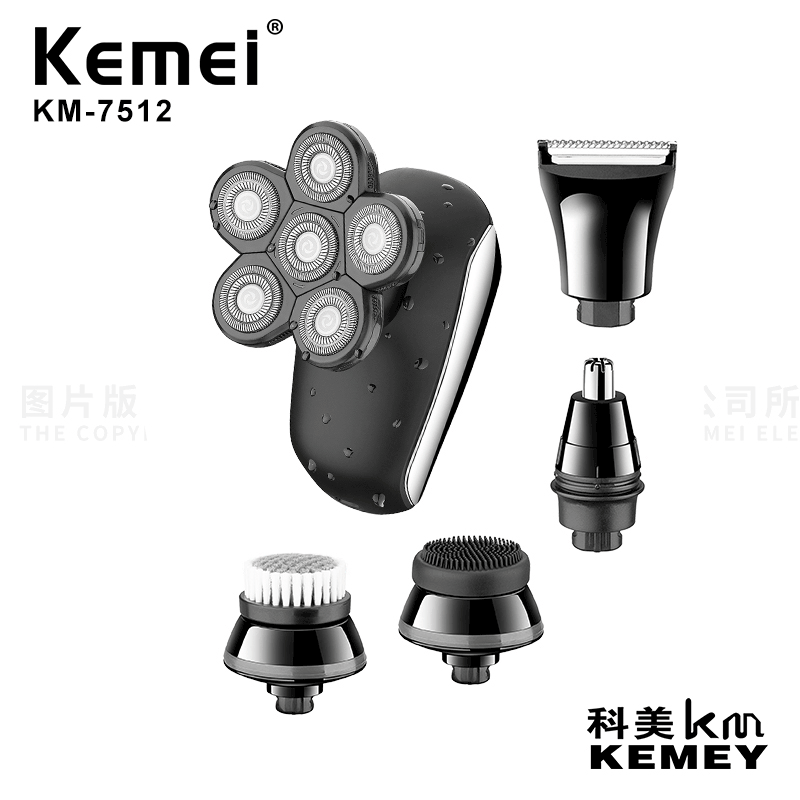 Cross-Border Factory Direct Supply Electric Shaver Kemei KM-7512 Multi-Function Shaver Floating Shaver