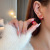 Rich Earrings Sterling Silver Needle Pearl Earrings Red Set with Diamonds Elegant Korean High Sense New Year Earrings