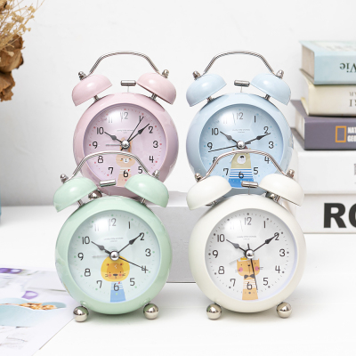 Creative New 3-Inch Drum-Shaped New Cartoon Series Metal Bell Alarm Clock Student Children Bedside Simple Table Alarm Clock