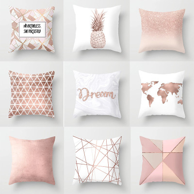 Factory in Stock Pink Simple Ins Style Fabric Pillow Cover Car and Sofa without Core Cushion Throw Pillowcase