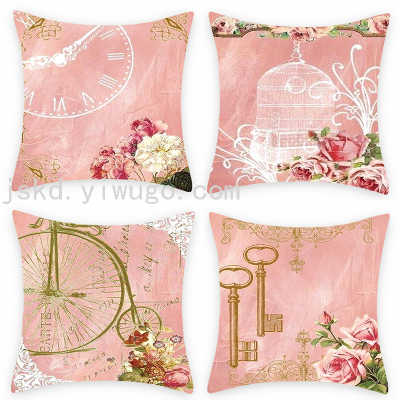 Nordic Plant Flower Linen Digital Printed Pillowcase Sofa Cushion Living Room Cushions Bedroom Bay Window Pillow