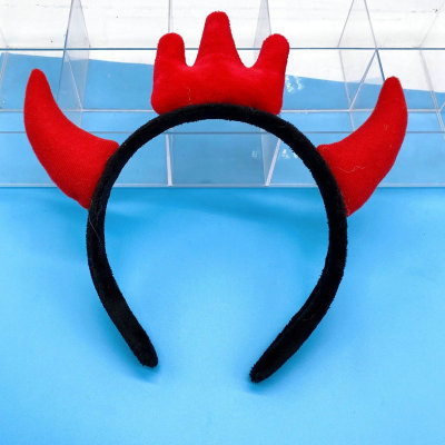 New Year Red Cute New Year Headdress Ox Horn Cartoon Headband Children Funny Headband