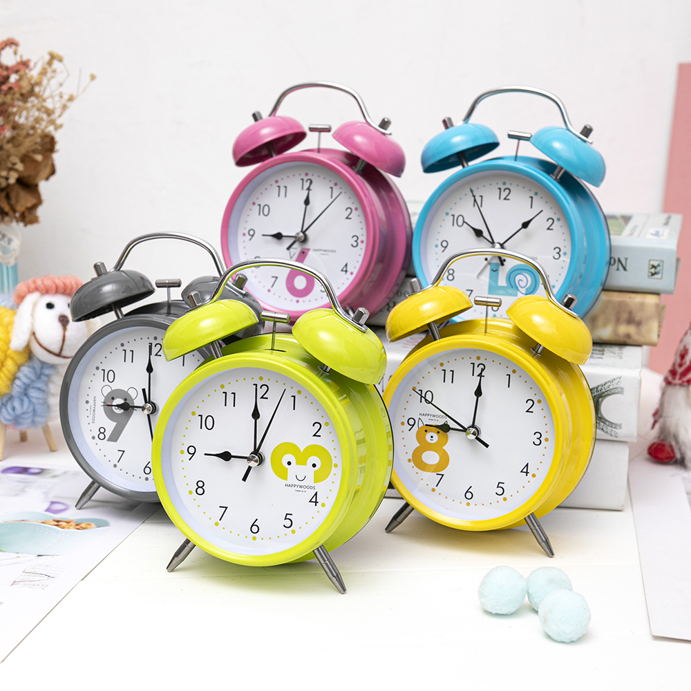 创意新款动物数字4寸金属打铃闹钟学生儿童懒人床头简约时尚台钟