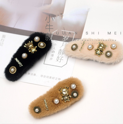 Korean Dongdaemun Autumn and Winter Same Style Metal Jinniu BB Clip Square Hair Accessories Sweet Side Clip Niu Year All-Matching Bang Clip