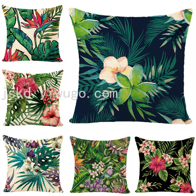 Tropical Plant Flower Printed Pillowcase Sofa Cushion Bay Window Pillow Car Back Bedroom Decorative Pillow
