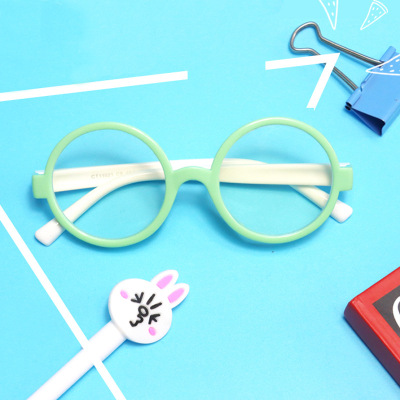 Classic Retro Boys Multicolor Soft Silicone Full Rim Frame round Frame Bicycle Glasses Color Anti Blue-Ray Goggles
