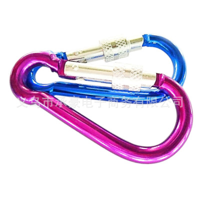 Factory Direct Sales D-Type Aluminum Alloy Climbing Button Carabiner Outdoor Safety Hanger Multi-Function with Lock Thread Button Wholesale