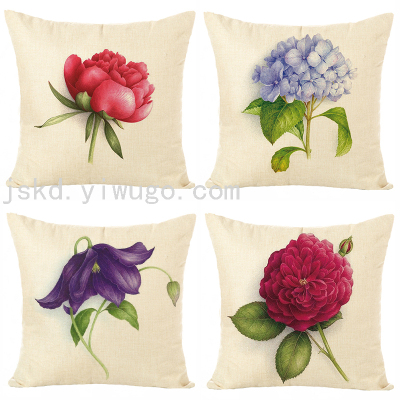 Plant Flower Digital Printed Pillowcase Sofa Living Room Pillows Office Chair Backrest Back Seat Cushion