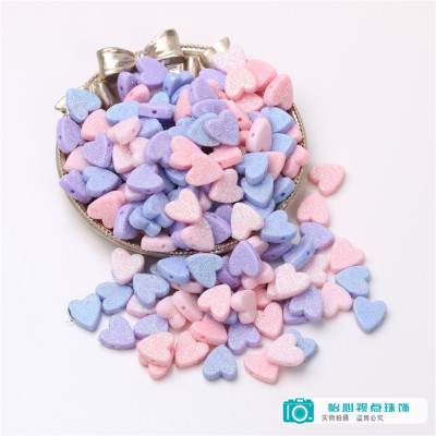 Yalic Glitter Love Flat Hole Beads DIY Ornament Accessories Handmade Necklace Bracelet String Beads Accessories