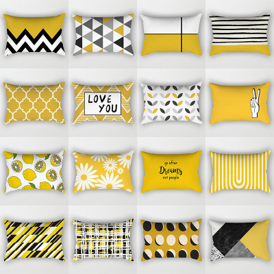 2020 Amazon Hot Household Yellow Geometric Pillow Cover Custom Nordic Cushions Lumbar Cushion Cover