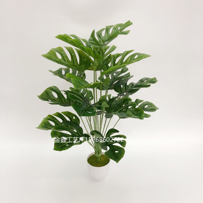 90cm 18Heads Artificial Green Monstera Leaves Home Garden Living Room Bedroom Decoration Fake Plants