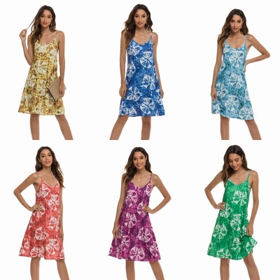 Amazon Wish Popular Europe and America Cross Border Women's Dress Summer Dress 2021 New Summer Strap Dress