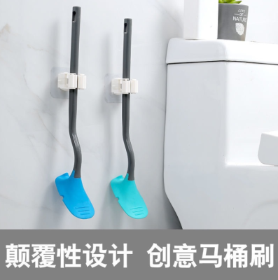 Quick-Drying Toilet Brush Plastic Cleansing Brush Wall-Mounted Punch-Free Flexible Glue Long Handle Gap Toilet Brush Toilet Scraper