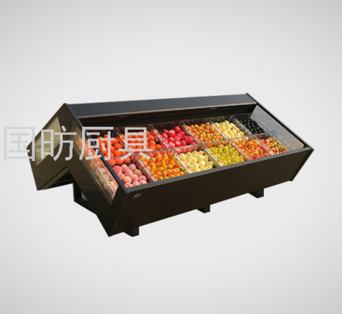 double-sided refrigerated cabinet commercial vegetable and fruit rack supermarket fruit and vegetable rack wind screen counter display cabinet