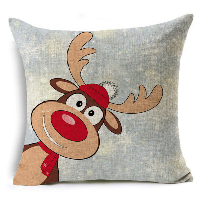 Factory Wholesale Christmas Series Linen Pillow Elk Pillow Cover Cross-Border Wish Amazon Hot