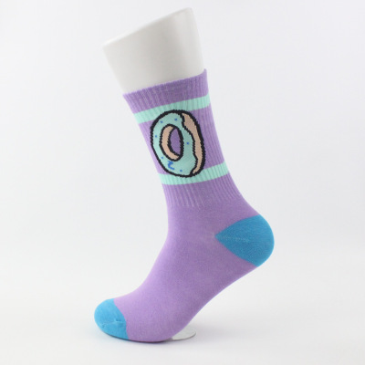 Mid-Calf Mid-Waist Sports Socks Men's and Women's Socks Skateboard Sweet Circle Sock Donut
