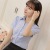 Korean Style Chiffon White Shirt Women's Summer Short Sleeve Business Wear Sky Blue Formal Wear V-neck plus Size Half Sleeve Shirt Women's OL