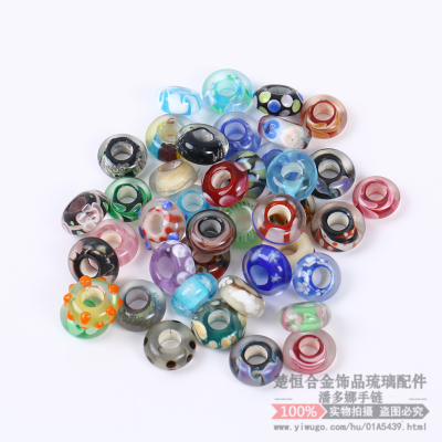 Korean Pendant Beads Fashionable Temperamental All-Match Mysterious Lucky Colored Glaze Circle Necklace Bracelet Big-Hole Bulk Beads Beaded