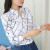 20 European and American Loose Striped Stand Collar Women's Shirt Long Sleeve White Women's Summer Autumn New Style Top Print