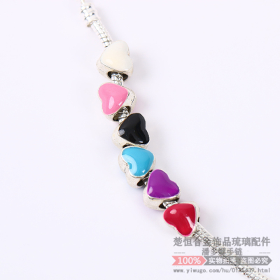 Heart-Shaped Scattered Beads DIY Handmade Bracelet Necklace Red Pink Purple Bracelet Bracelet Accessories Beads Accessories