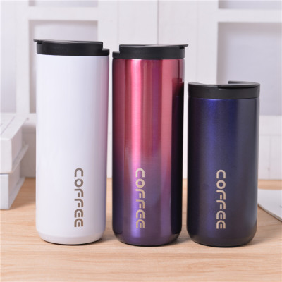 Flip Thermos Cup Outdoor Student Simple Stainless Steel Drinking Water Cup Business Office Milk Tea and Coffee Cup