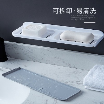 Creative Style Large Wall-Mounted Double Deck Soap Box Punch-Free Creative Home Toilet Drain Soap Box