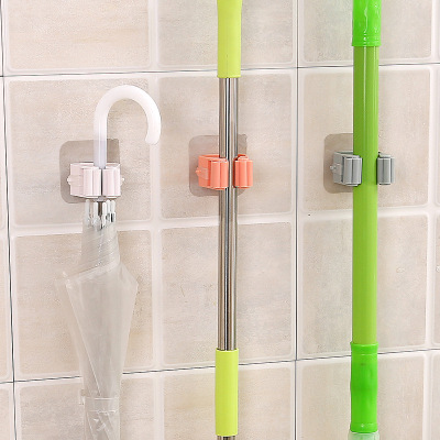 Hook Punch-Free Bathroom Hanging Broom Clip Mop Strong Seamless Bathroom Wall-Mounted Storage Rack Factory Direct Sales