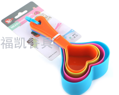 4pcs Heart Shape Colored Plastic Measuring Tool Measuring Spoons Set for Cooking and Baking