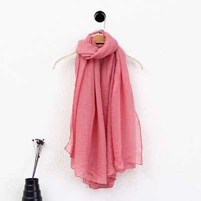 New Autumn and Winter Scarf Foreign Trade Creative Solid Color Cotton and Linen Scarf Couple Artistic Retro Silk Scarf Tassel Scarf Wholesale