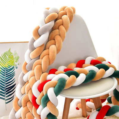 INS Nordic Three-Strand Twist Braid Pillow Danish Simple Woven Long Knotted Children's Bed Fence Fence Decoration