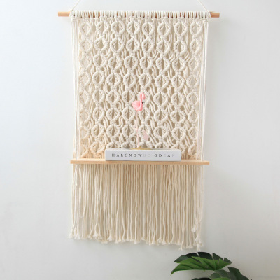 INS Cotton String Tapestry Shelf Hand-Woven Bohemian DIY Wall Storage Rack Cotton String Tapestry Finished Product