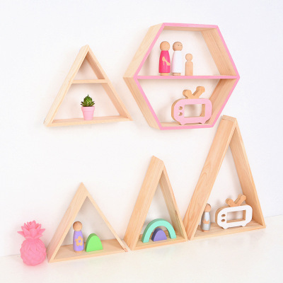 Spot Customizable Color Ins Style Storage Rack Non-Knot Pine Handmade Children's Room Decoration