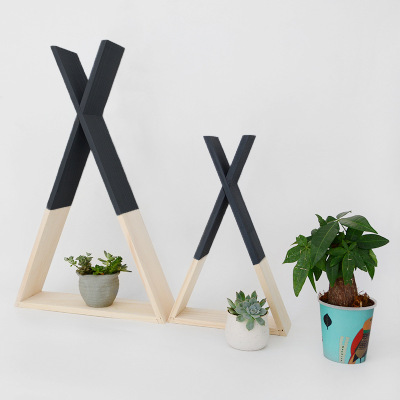 INS Nordic Style Wooden X Triangle Storage Rack Decoration Shelf Creative Home Decoration Wall Hanging Decoration Storage Rack