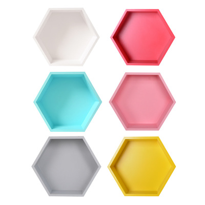 Factory Direct Sales Nordic Ins Home Wall Minimalist Creative Solid Wood Hexagonal Shelf Wall Decorative Hanging